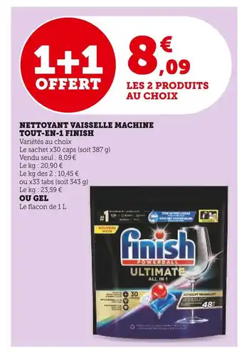 Super U Finish nettoyant vaisselle machine tout-en-1 offre