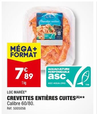 ALDI Loc marée crevettes entières cuites offre