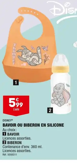 ALDI Disney bavoir ou biberon en silicone offre