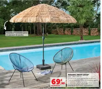 Super U PARASOL DROIT LUCIE* Dim.: 246 x 249 cm offre