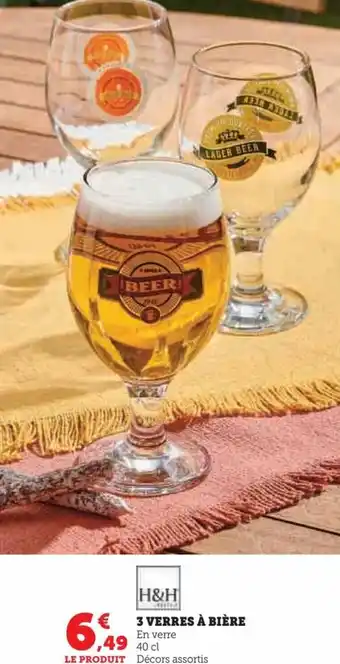 Super U 3 VERRES À BIÈRE offre