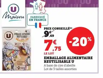 Super U EMBALLAGE ALIMENTAIRE REUTILISABLE U offre