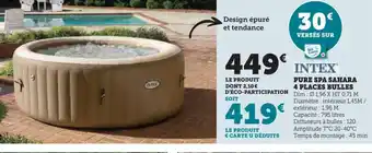 Super U PURE SPA SAHARA 4 PLACES BULLES D'ÉCO-PARTICIPATION Dim: 01,96 X HT 0,71 M offre