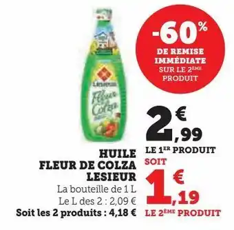 Super U Huile fleur de colza lesieur offre
