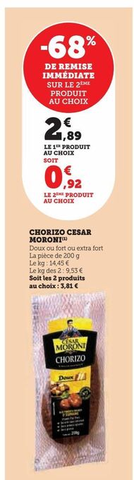 Super U Chorizo césar moroni offre