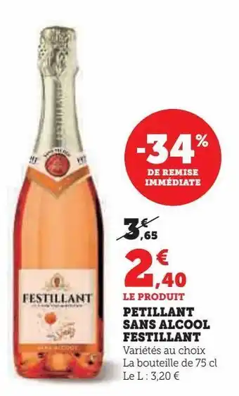 Super U Petillant sans alcool festillant offre