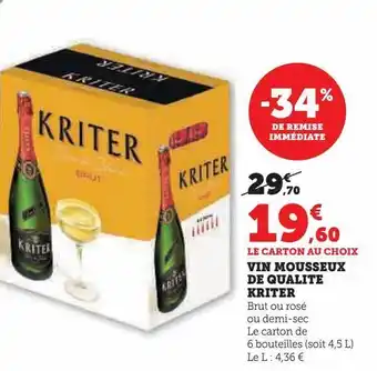 Super U Vin mousseux de qualite kriter offre