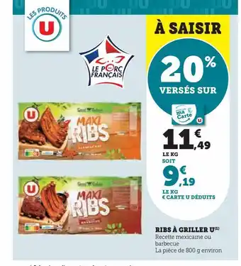 Super U Ribs a griller u offre