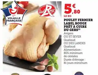 U Express Poulet fermier label rouge prêt à cuire du gers offre