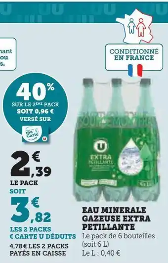 Super U Eau minerale gazeuse extra petillante offre