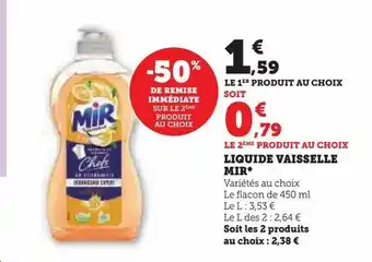 Super U Liquide vaisselle mir* offre