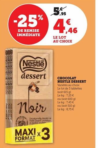 U Express Chocolat nestlé dessert offre