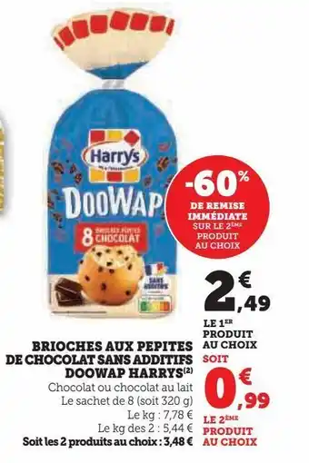 Brioche au pépites de chocolat sans additifs doowap harry's