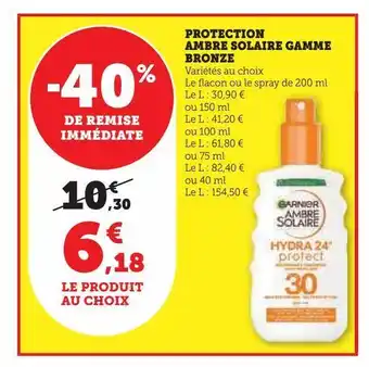 Protection ambre solaire gamme bronze