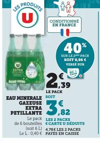 Hyper U Eau minerale gazeuse extra petillante offre