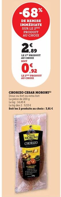 U Express Chorizo césar moroni offre