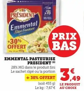 U Express Emmental pasteurisé président offre