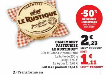 U Express Camembert pasteurisé le rustique offre