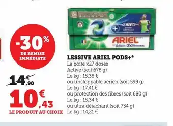 Hyper U Lessive ariel pods+ offre