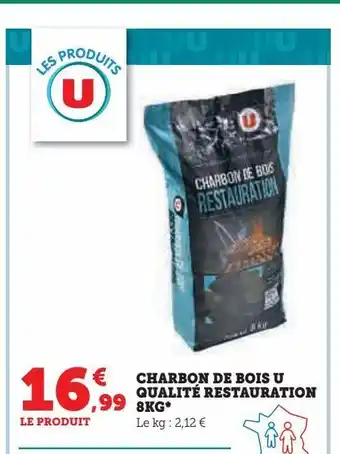 Hyper U Charbon de bois u qualité restauration 8kg offre