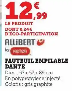 Hyper U Fauteuil empilable dante offre