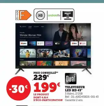 Hyper U Téléviseur led hd 43 offre
