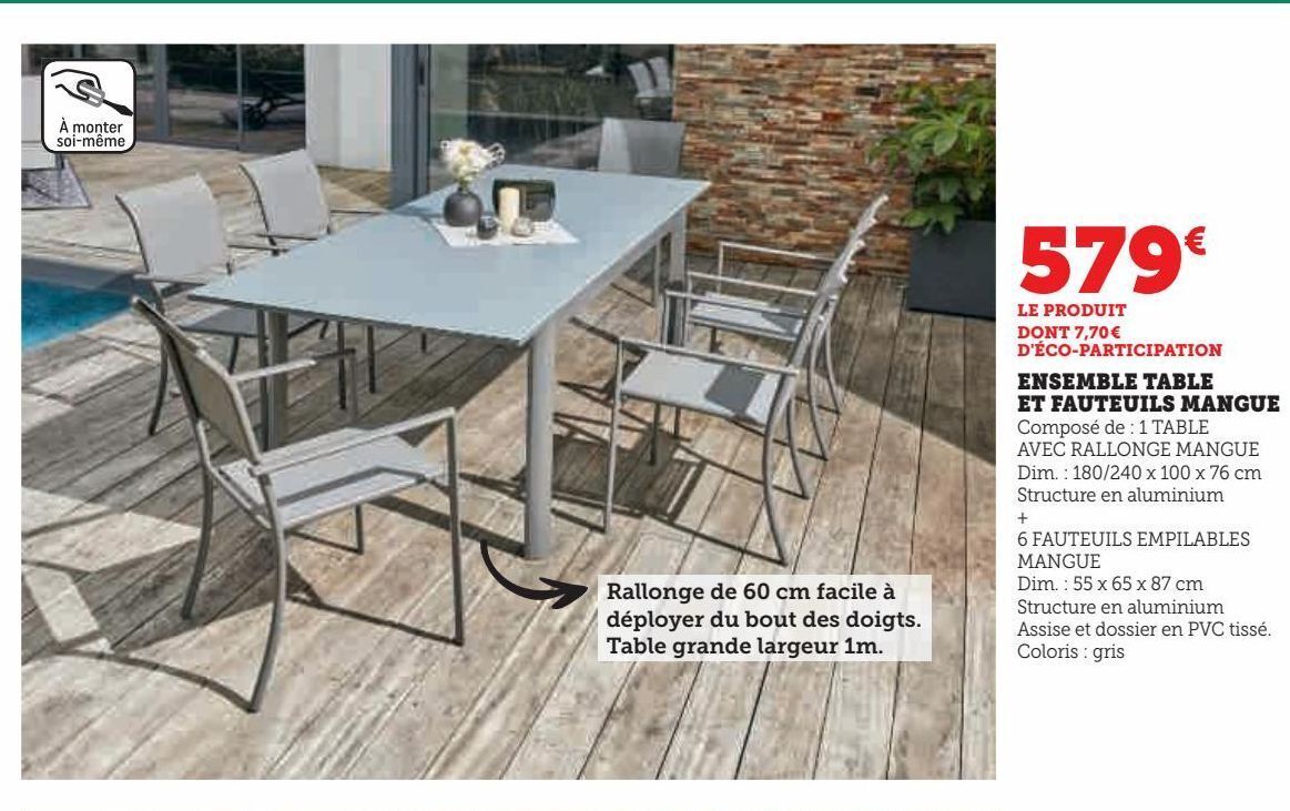 Hyper U Ensemble table  et fauteuils mangue offre