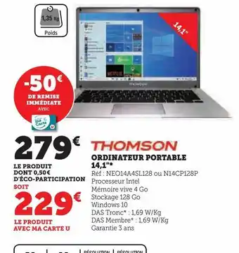 Hyper U Ordinateur portable 14.1 offre