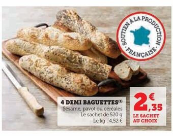 Hyper U 4 demi baguettes offre