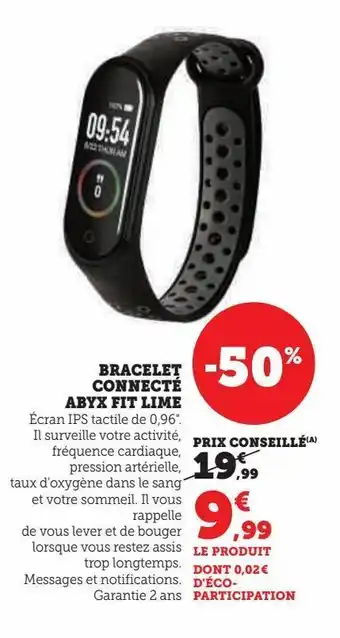 Hyper U Bracelet connecte abyx fit lime offre