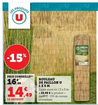 Hyper U Rouleau de paillon u 1 x 5 m offre