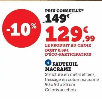 Hyper U Fauteuil macrame offre