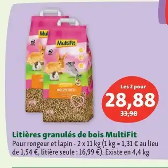 Maxi Zoo Litière granules de bois multifit offre