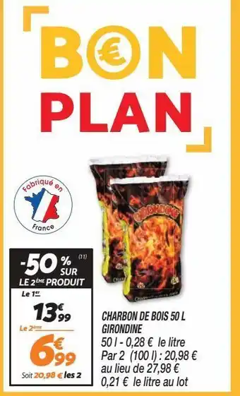 Netto Charbon de bois 50l girondine offre