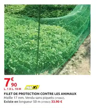 Rural Master FILET DE PROTECTION CONTRE LES ANIMAUX Maille 17 mm. Vendu sans piquets (370862). Existe en longueur 50 m (370863) 33.90 € offre