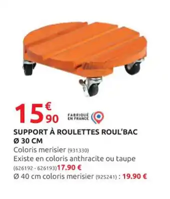 Rural Master SUPPORT À ROULETTES ROUL'BAC Ø 30 CM offre
