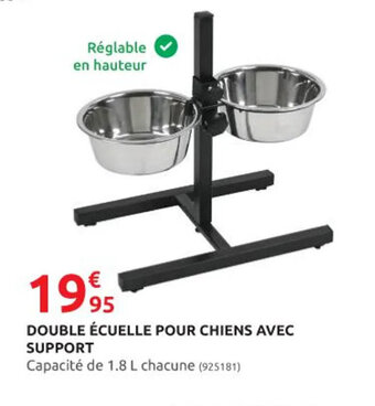 Rural Master DOUBLE ÉCUELLE POUR CHIENS AVEC SUPPORT offre