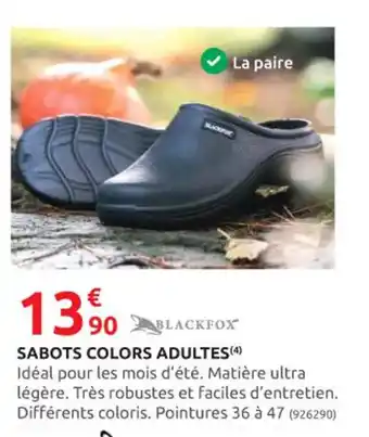 Rural Master SABOTS COLORS ADULTES offre