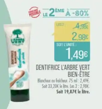 Match DENTIFRICE L'ARBRE VERT BIEN-ÊTRE offre