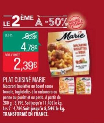 Match PLAT CUISINE MARIE offre