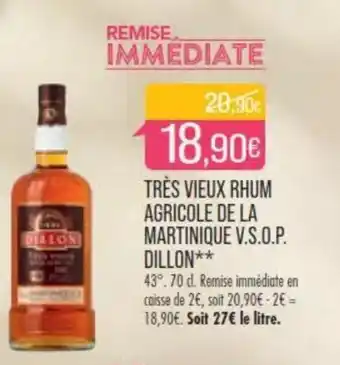 Match TRÈS VIEUX RHUM AGRICOLE DE LA MARTINIQUE V.S.O.P. DILLON** offre