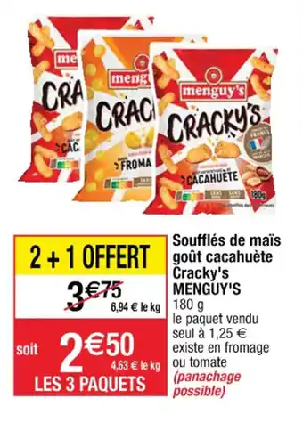 Cora x Carrefour Soufflés de maïs goût cacahuète Cracky's MENGUY'S offre