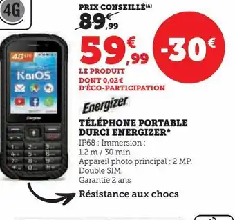 Téléphone portable durci energizer