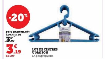 Super U Lot de cintres u maison offre