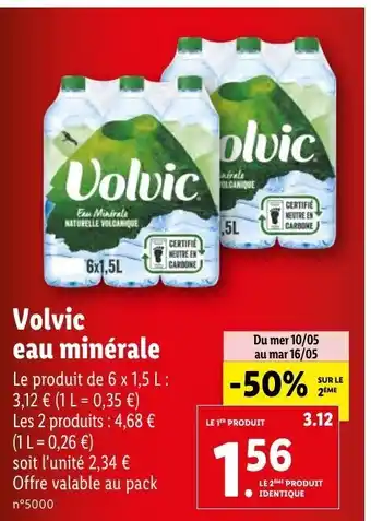 Lidl Volvic eau minérale offre