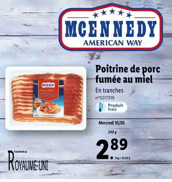 Lidl Poitrine de porc fumée au miel offre