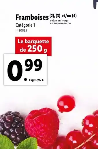 Lidl Framboises (2), (3) et/ou (4) offre
