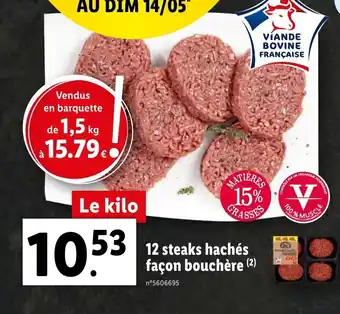 Lidl 12 steaks hachés façon bouchère (²) offre