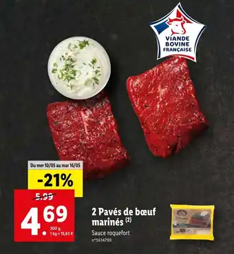 Lidl 2 Pavés de bœuf marinés (²) offre