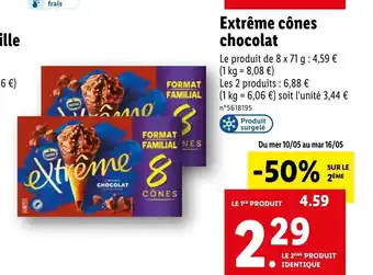 Lidl Extrême Cônes Vanille CHOCOLAT offre